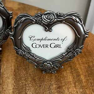 COVERGIRL  set of 2 small Silver Heart Picture Frame